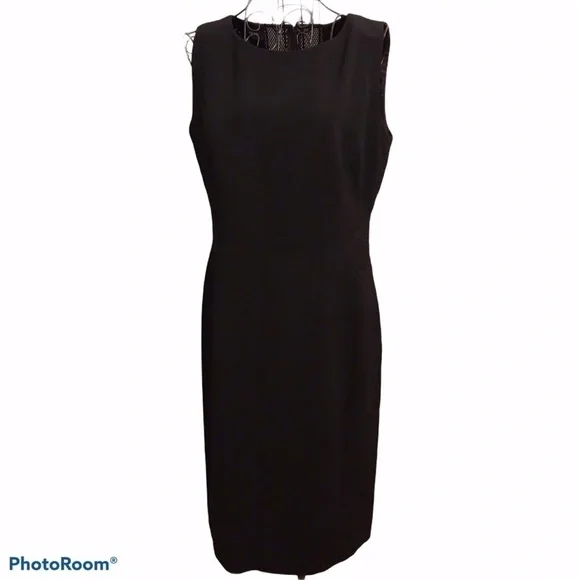 Lafayette 148 New York Faux Leather Inserts Sheath Dress - Picture 2 of 13